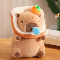 Capybara Plush Toy Soft Stuffed Animal with Simulation Nose Drop Cute Capibara Boba Bread Fruit Bread Decor 50cm brown