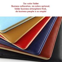 Ol-A4 File Folder With Calculator Binder Organizer Manager Office Document Pad Pu Leather Folder Briefcase Premium blue