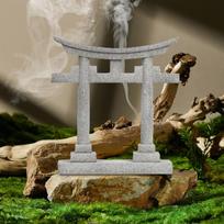 Japonų Torii vartų miniatiūrinė skulptūra elegantiškam namų dekoravimui 7.1x2.3x8.3cm gray