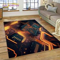 PCB grandinės plokštė 3D lustas CPU Kilimas kilimėlis Miegamojo svetainės namų sofos dekoravimui, Vaikų žaidimų didelis dekoras Grindų kilimėlis Dovana 40x60cm( 15x23in ) brown