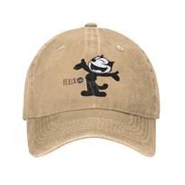 Felix the Cat Arms Wide Open Washed Baseball Cap  Trendy Sun Trucker Hat Summer Women Unisex Outdoor Sports Baseball Caps One Size beige