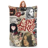 American Singer Lana Del Rey Blanket Pop Culture Music Flannel Novelty Soft Throw Blanket for Home Spring/Autumn Size: 75*100cm, Weight: 230 GSM beige