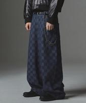 NOT4NERD Checkerboard Baggy Fit Denim Pants - Deep Blue Deep Blue/L gray