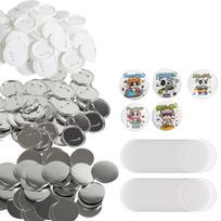 VEVOR 200 Sets 3 inch 75mm Pin Back Button Parts, DIY Round Button Badge Parts, Set Includes Metal Top, Plastic/Metal Button, Clear Film