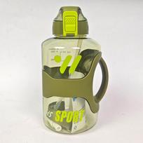 Dual Drink Sports Water Bottle: Large Capacity, High Temp Resistant, Straw, Drop-Proof, One-Button. 1600ml kariškai žalia