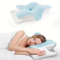 Memory Foam Pillows Butterfly Shaped Relaxing Cervical Slow Rebound Neck Pillow Pain Relief Sleeping Orthopedic Pillow Beding white