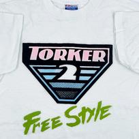 NOS vintage 80s TORKER 2 FREESTYLE BMX BIKE T-Shirt SMALL bicycle single stitch 140 white