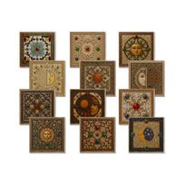 12 vnt. 15x15 cm 3D retro spaudos plytelių lipdukai PE sustiprinta putplasčio vandeniui atspari lipni meno plytelių lipdukas virtuvei ir vonios kambariui 15x15cm black