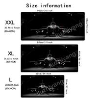 Cool Fighter Jet Mouse Pad Large Computer Office Game Table Mat Rubber AntiSlip Stitched Edge Keyboard Mats 90x40 Xxl Desk Pads 800x300x2mm gray