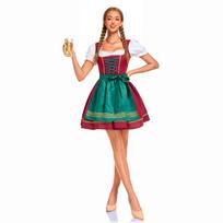 Oktoberfest Dirndl Maid Costume Bavarian Dress Polyester Red Green S-XL L blue