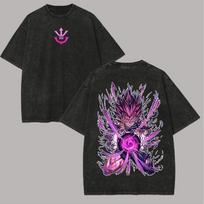 Ultra Ego Vegeta T Shirt Dragon Ball Super Men Vintage Acid Wash Oversized Cotton Purple Power Graphic Anime Streetwear Tees L black