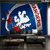 Rangers FC sieninė gobelenas, estetiškas margintas audinio pledas, tinkamas miegamajam, svetainei ir namų dekoravimui. 100cm x 150cm white