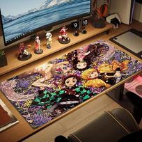 Tanjiro Nezuko Kamado Color Mouse Pad Large Gaming Table Cushion Non-slip Laptop Tablet Big Mousepad XXL Mat Mini PC Playmat With Lock edge 30cmx60cm(11.8x23.6inch)