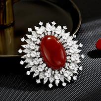 Women's Light Luxury Design Elegant Inlaid Zircon Oval Geometric Brooch Fashionable And Versatile Niche Design Brooch white