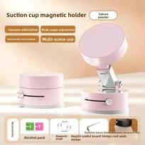Įkraunamas magnetinis automobilinis telefono laikiklis Vakuuminis siurbimo priedas prie prietaisų skydelio ar oro ortakio Foldable rožinė