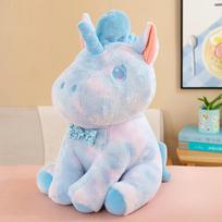 Spalvingas vienaragis pliušinis žaislas Dažytas tie-dye ponio lėlė Fantazijos spalvos Miegantis su pagalve Vaikų gimtadienio dovana Skudurinis lėlė 28cm(0.2kg) white