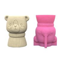 3D Bear Flower Pots Mold Epoxy Resin Molds Pen Holder Candle Holder Cement Planter Silicone Mould Home Decorations 1 beige