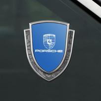 Metaliniai 3D automobilio šoninių kėbulo emblemų lipdukai Porsche Cayenne Panamera Macan 911 718 Taycan Cayman Automobilio išorės priedai