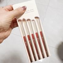 BK5 Angled Eye Brush Set: Nose Shadow, Flame Blending, Under-Eye, Eyeshadow, Highlighter Brushes. beige
