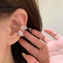 Cubic Zirconia Water Drop Ear Cuff for Women - Luxurious Conch and Cartilage Earring Single brown