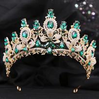 Baroque Luxury Water Drop Flower Crystal Opal Tiara for Women Wedding Girls Birthday Party Elegant Crown Hair Accessories white