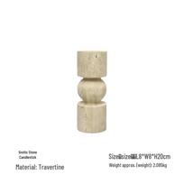 Nordic Luxury Marble Travertine Candlestick - Ideal for Offices, Hotels, B&Bs, Living Rooms, Clubs, and More. beige