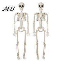 Gyvo dydžio žmogaus skeletas Helovino dekoravimui, 3 pėdų pilnas kūnas, Realistiškas statomas tvirtas sezoninis eksponatas su judančiais sąnariais, kiemas, veranda, 2pcs white
