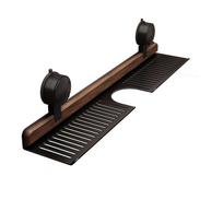 Walnut Bathroom Kitchen Suction Cup Shelf, Wall Mounted Sink Shelf Over Faucet, Removable Sink Faucet Organizers, Wood Faucet Storage Rack S juoda