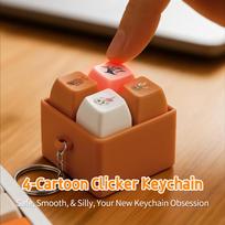 Italian Brainrot 4-Key Keyboard Fidget Stress Relief Toy Tungtungtung Sahur Sound And Light Toys Keychain For Office Key Chain brown