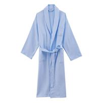 Medvilninis vaflinio pynimo chalatas, ilgas, unisex, kimono stiliaus, storas terry vonios chalatas namams, viešbučiui ir pirtims, su kišenėmis L mėlyna