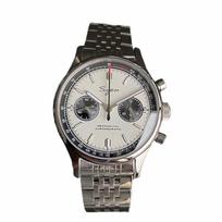 SUGESS Chronograph Mechanical Analog Watch for Panda Pilot Stainless Steel Swan Neck Regulator 40mm Watch, Men, Dial, Style, Bracelet, Luxury, balta