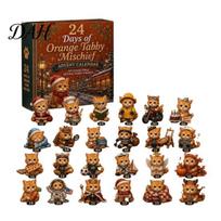 Christmas Stocking Stuffers Magic Animal Advent Calendar, 24-Day Highland Cow/Cat/Sheep/Red Bird Acrylic Ornament Set, Cow Themed Tree C