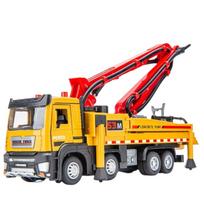 1/32 Cement Concrete Pump Truck Toy Model Car Alloy Engineering Vehicle Models with Sound Light Doors Opened Collection Kid Gift geltona