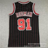 Embroidered Chicago Bulls Jersey 91 Dennis Rodman Basketball Uniform Men Women Large red