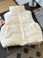 Korean version of sweet polka dot stand-up collar cotton vest women's autumn and winter new warm sleeveless vest vest vest jacket tide M balta