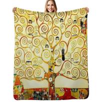 The Tree of Life by Gustav Klimt Art Nouveau Symbolism Throw Blanket Lightweight Cozy Blanket for Bed Sofa 125x100cm(50x40in)