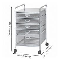 Multipurpose a Three Metal Filing Trolley with 5 Mesh Drawers Multi-Tier white