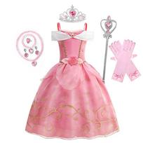 Mergaitės Aurora Princesės Suknelė Mergaitės Rožinė Iškilminga Gimtadienio Šventė Role Miegojanti Gražuolė Kostiumas Kaukė Karnavalas Cosplay Apsirengimas 3Y (Size 110) white