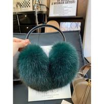 New Real Fox Raccoon Fur Earmuffs For Autumn and Winter Women's Outdoor Travel Warm Fur Earmuffs with Plush Ear Protectors black
