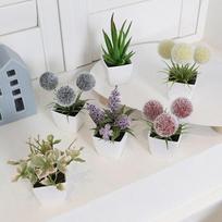 1SET (6PC) Mini Artificial Plant Bonsai, Home, Office, Restaurant, Store, Desktop, Counter Shelf Decoration gray