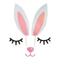 Wedding Halloween Xmas Reindeer with Eyelashes Nose Sleeping Party Supplies Rabbit Ears Cake Topper Christmas Decoration white