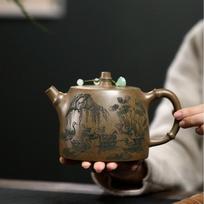 700ml Boutique Yixing Purple Clay Teapot Handmade Han Duo Pot Raw Ore Agilawood Mud Tea Soaking Kettle With Infuser Zisha Teaset gray