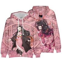 Demon Slayer gobtuvai 3D vaikiškas gobtuvas berniukams Baltas Dvasios Ašmenys Berniukų drabužiai Laisvalaikio megztinis Anime Harajuku Gatvės apranga M pink