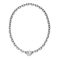 Emporio Armani Hip Hop Trend Versatile Cuban Link Stainless Steel Necklace Men necklace Silver EGS3235040 Basic Packaging-Box gray