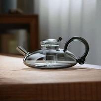 Kūrybingas pelės uodegos formos stiklinis arbatinukas 700 ml Karščiui atsparus stiklinis puodas su filtru Namų biuro arbatinukas elektrinei keraminei viryklei pilka