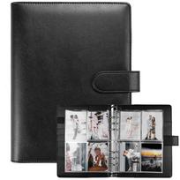 Kpop Photocard Binder with 25 pages 4-Pocket Card Collector Album with 200 Card Slots PU Leather Cover Organizing Card black