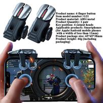 G21 Mobiliojo telefono žaidimų trigeris Žaidimų pultelis Džoistikas 6 pirštų taikymas Šaudymas L1 R1 Klavišo mygtukas Žaidimų pirštų galiukai PUBG žaidimų valdikliui black