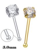 925 Silver Shiny Clear Cubic Zircon Nose Stud Trendy Nose Piercing Jewelry Piercing Nariz Plata Joyas De Plata 925 3.0White Ball end