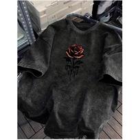 230 Grams Heavyweight, 100% Washed Men'S T-Shirt, Loose Fit with Vintage Print, Plus Size 5XL juoda