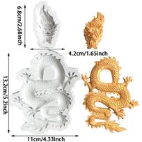 3D Dragon Relief Pattern Silicone Mold Fondant Candle Resin Aroma Stone Ornaments Soap Mould For Pastry Cupcake Decorating A3 white